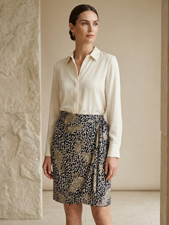 Escada Dresses & Skirts - Vintage Escada Silk Floral Faux Wrap Skirt Size 38 = US 6 Small Medium 90s